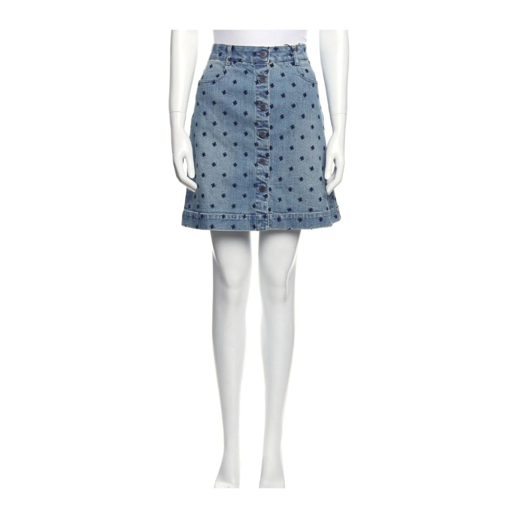 Stella Mccartney Blue Embroidered Denim Skirt  Stars  Brand New With Tags